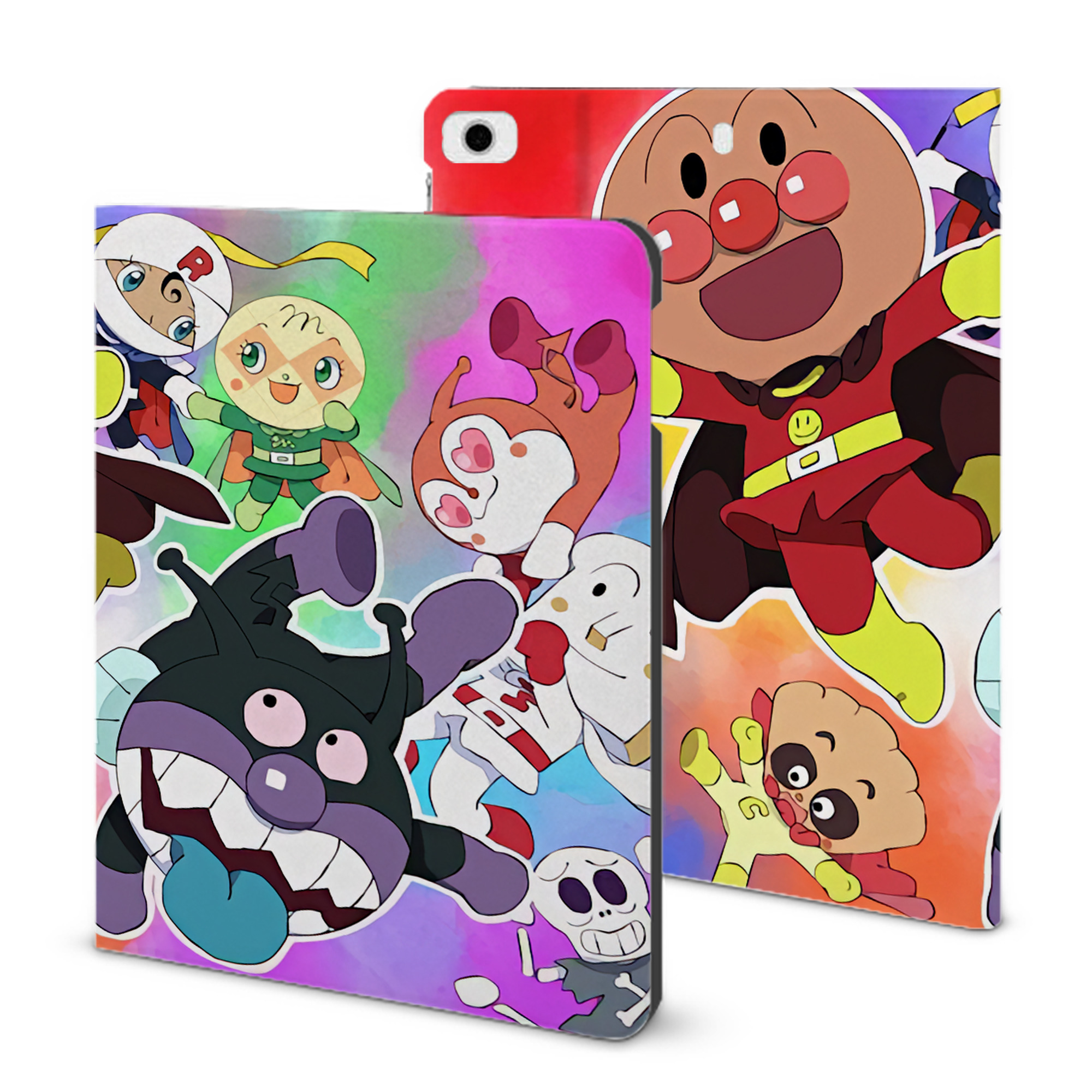 （画像用） アンパンマン Anpanman IPad ケース ブック型 PUレザー TPU 耐衝撃 軽量 薄型 ペン収納なし 全面保護 IPad 各モデル対応